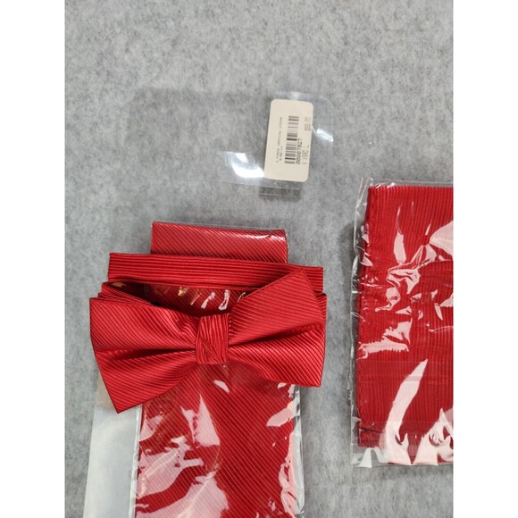 Bruno‎ Piattelli Red Rib Tuxedo Formal 4 Pc Vest Tie Bow Hanky Large prom - Picture 13 of 14